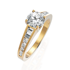 Emmey Diamond Solitaire & Tapered Ring With 1.00 Ct. Round Cut Diamond