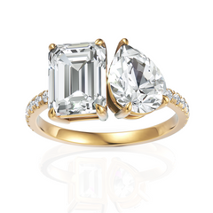 Rigorous Toi Et Moi Emerald Cut & Pear Cut Diamond Ring (1.50 CT. Each Stone)