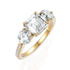 Trinary Diamond Solitaire Ring With Asscher Cut & Round Cut Diamonds (1.50 CT. Asscher Cut)