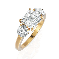 Princess Cut & Round Cut Three Stone Diamond Ring (1.50 CT. Princess Cut)