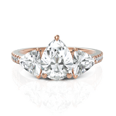 Spectacular Pear & Triangle Cut Three Stone Engagement Ring (1.50 CT. Pear Cut)