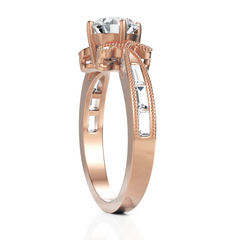 Eleanor Hoop Solitaire Ring With Baguette Diamond (1.00 Carat Round Cut)