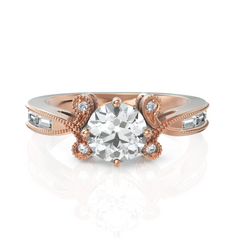 Eleanor Hoop Solitaire Ring With Baguette Diamond (1.00 Carat Round Cut)