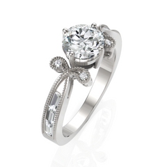 Eleanor Hoop Solitaire Ring With Baguette Diamond (1.00 Carat Round Cut)
